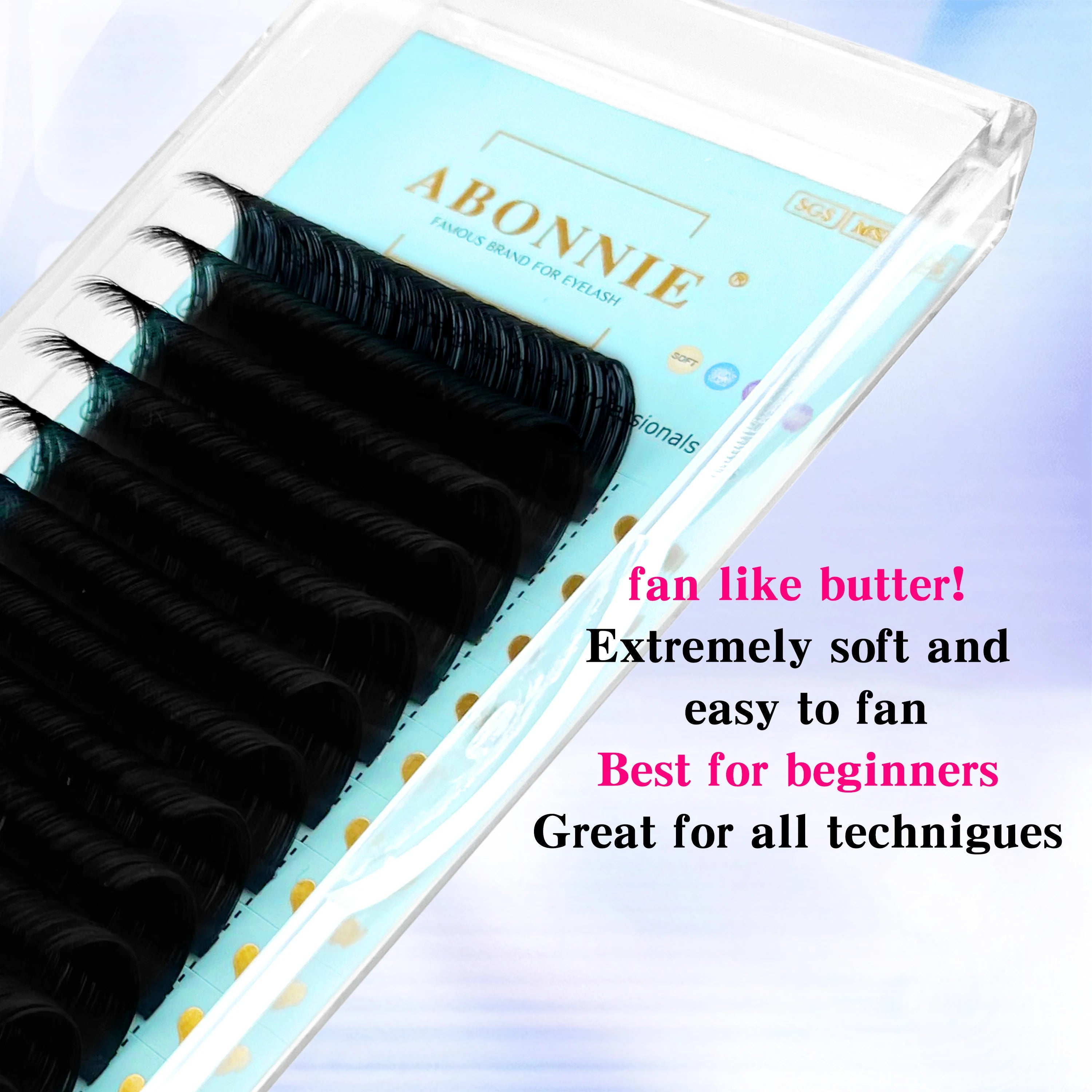 Abonnie Cils en cachemire Extensions de cils individuels classiques Volume moelleux Cils noirs mats