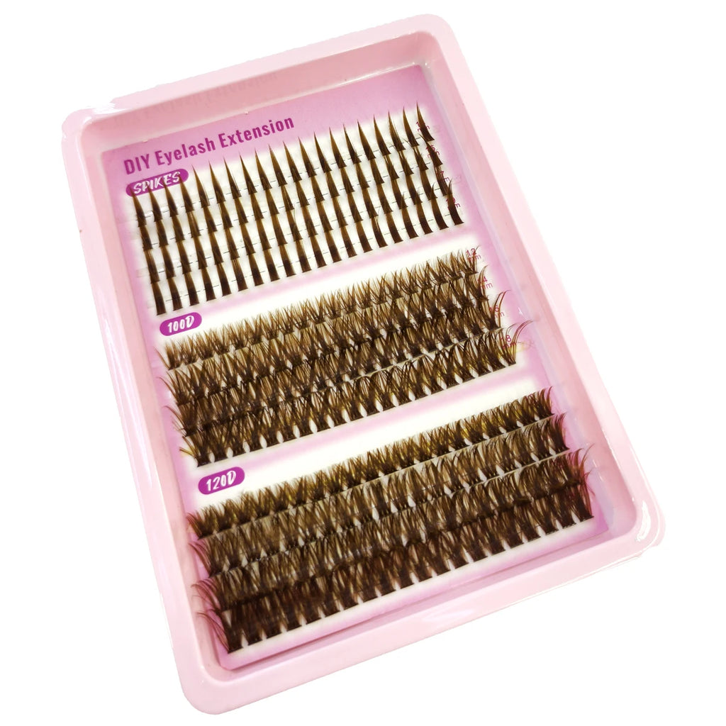 HBZGTLAD Spikes 40P-120P grappes de cils marron naturellement 240 grappes faux cils extensions de cils cils vaporeux