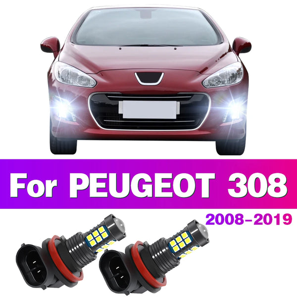 2 ampoules LED antibrouillard pour voiture, pour PEUGEOT 308 2008 2009 2010 2011 2012 2013 2014 2015 2016 2017 2018 2019, accessoire