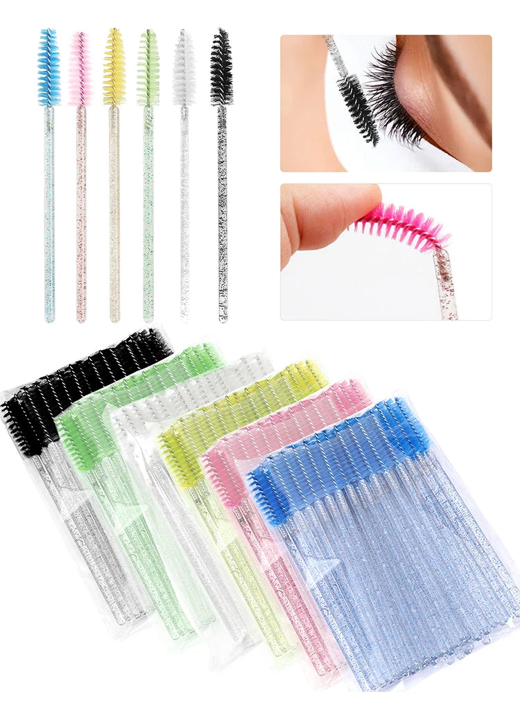 Brosses à cils jetables, outils d'extension de cils, brosse à sourcils, baguettes de Mascara, applicateur, bobines, 50 pièces