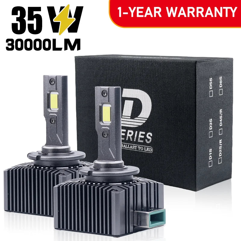 Phares de voiture LED série D D1S, ampoules cachées D2S D3S D4S D5S D8S Turbo lumières 30000LM 6000K, lampe automatique CANbus sans erreur Plug & Play