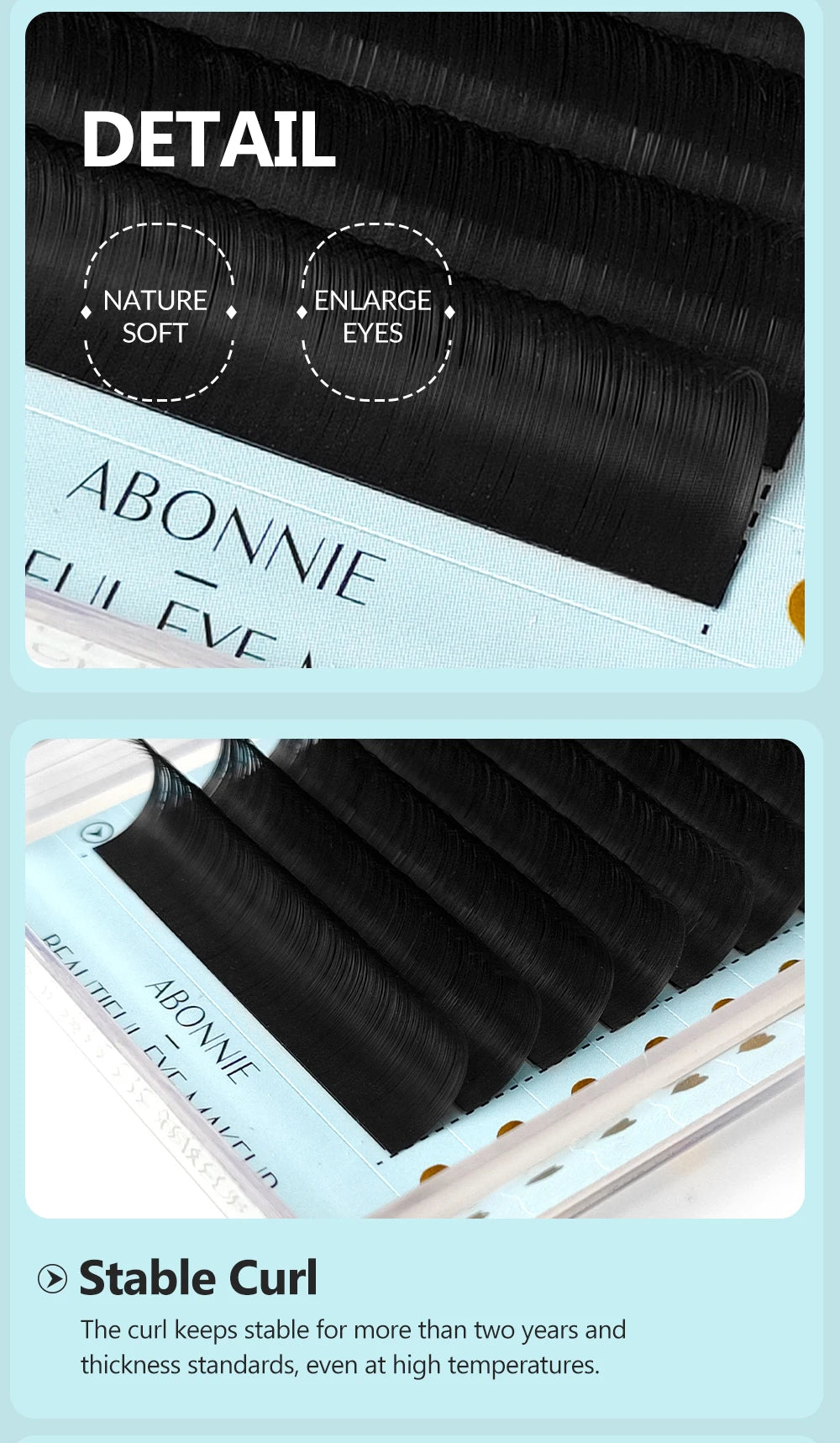 Abonnie Cils en cachemire Extensions de cils individuels classiques Volume moelleux Cils noirs mats