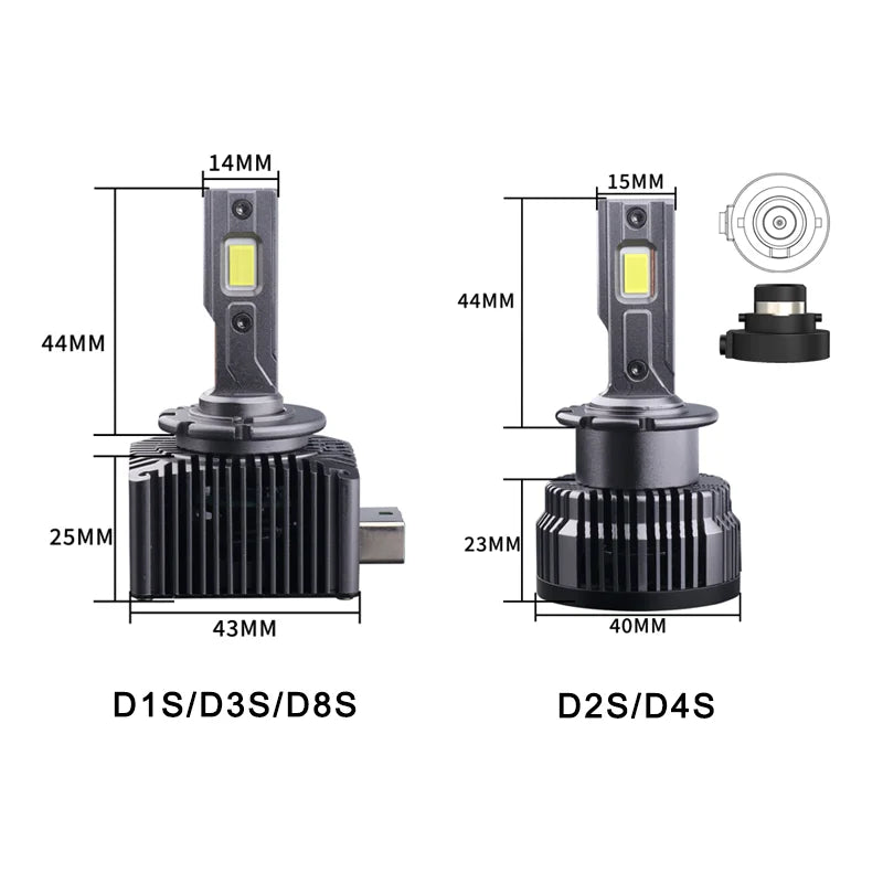 Phares de voiture LED série D D1S, ampoules cachées D2S D3S D4S D5S D8S Turbo lumières 30000LM 6000K, lampe automatique CANbus sans erreur Plug & Play