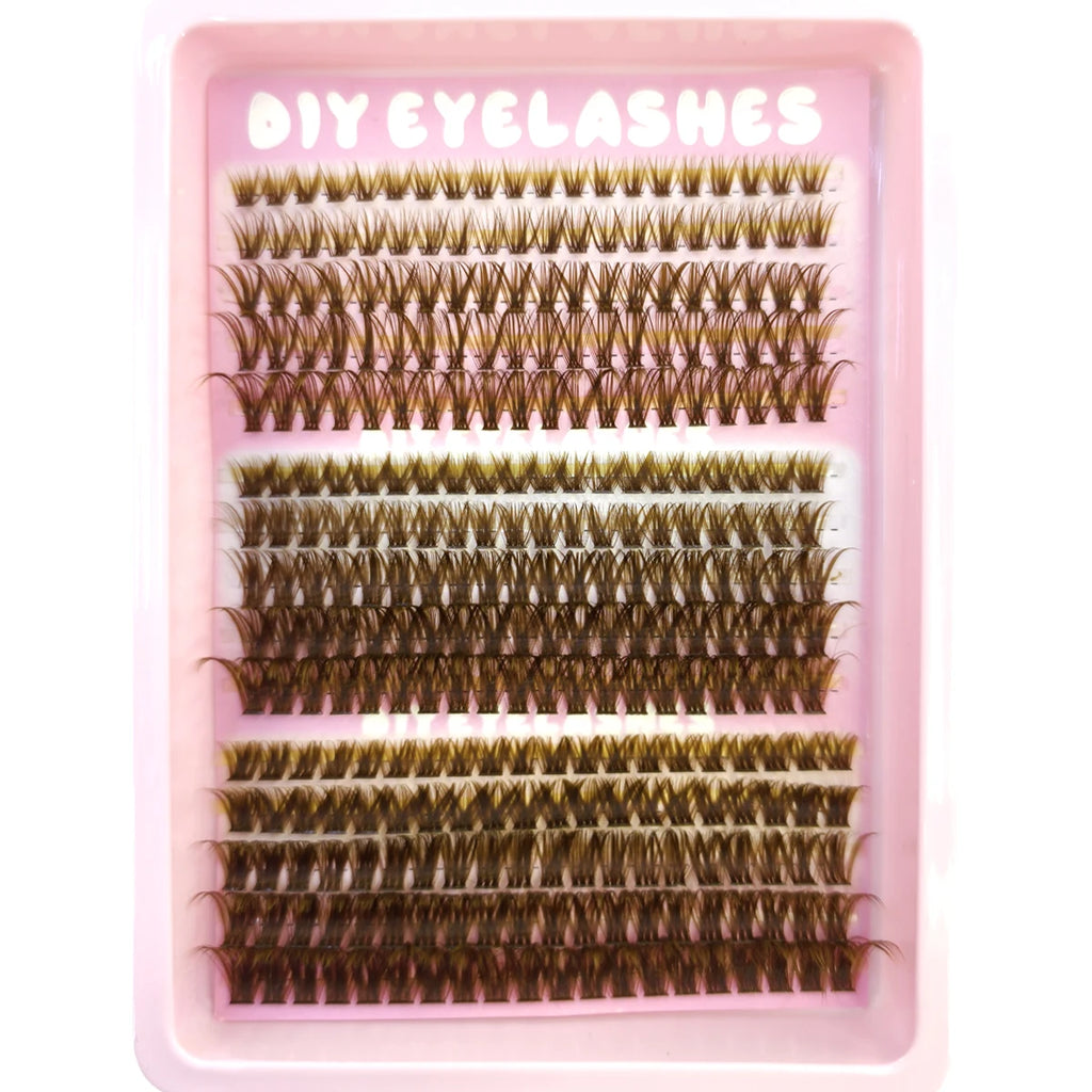 HBZGTLAD Spikes 40P-120P grappes de cils marron naturellement 240 grappes faux cils extensions de cils cils vaporeux