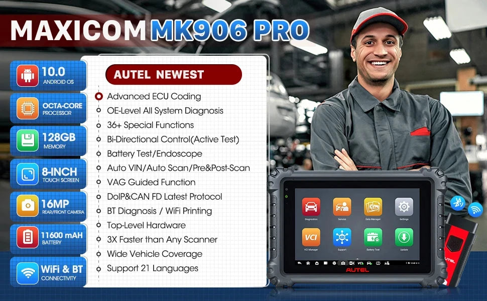 Autel MaxiCOM MK906S PRO MK906PRO Scanner de Diagnostic automatique outil de Diagnostic de libération OBD2 ECU codage outils de Diagnostic PK MS906BT