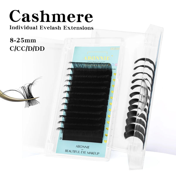 Abonnie Cils en cachemire Extensions de cils individuels classiques Volume moelleux Cils noirs mats