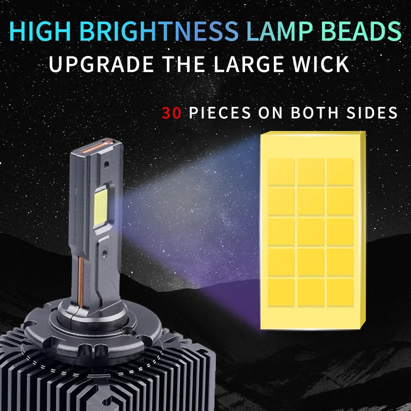 Phares de voiture LED série D D1S, ampoules cachées D2S D3S D4S D5S D8S Turbo lumières 30000LM 6000K, lampe automatique CANbus sans erreur Plug & Play