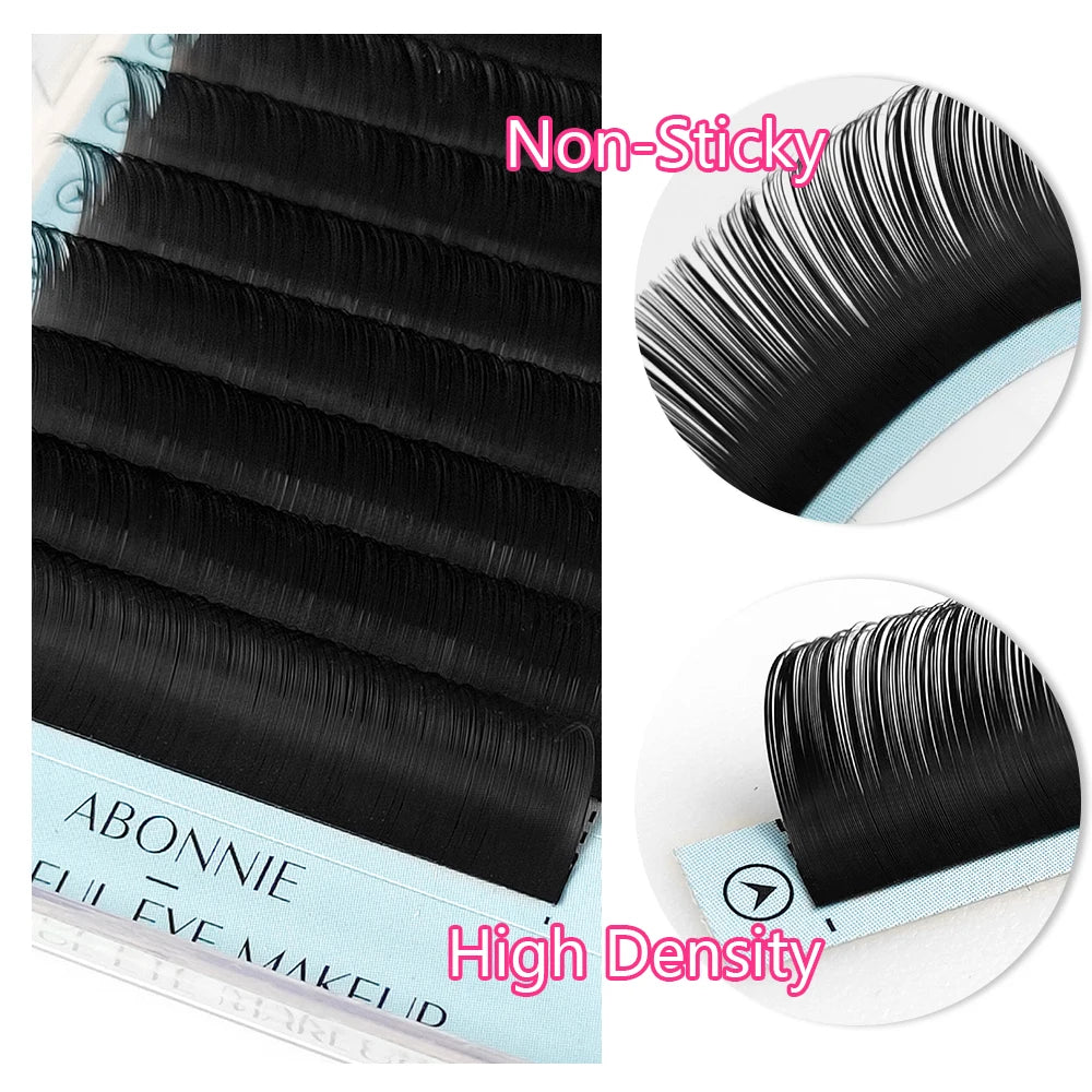 Abonnie Cils en cachemire Extensions de cils individuels classiques Volume moelleux Cils noirs mats