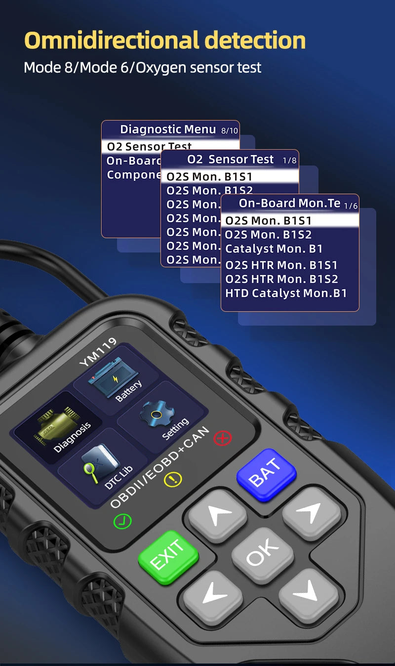 Outil de Diagnostic de Voiture OBD2 Complet, Scanner Automobile, Dépanneur, Vérification des Défauts du Moteur