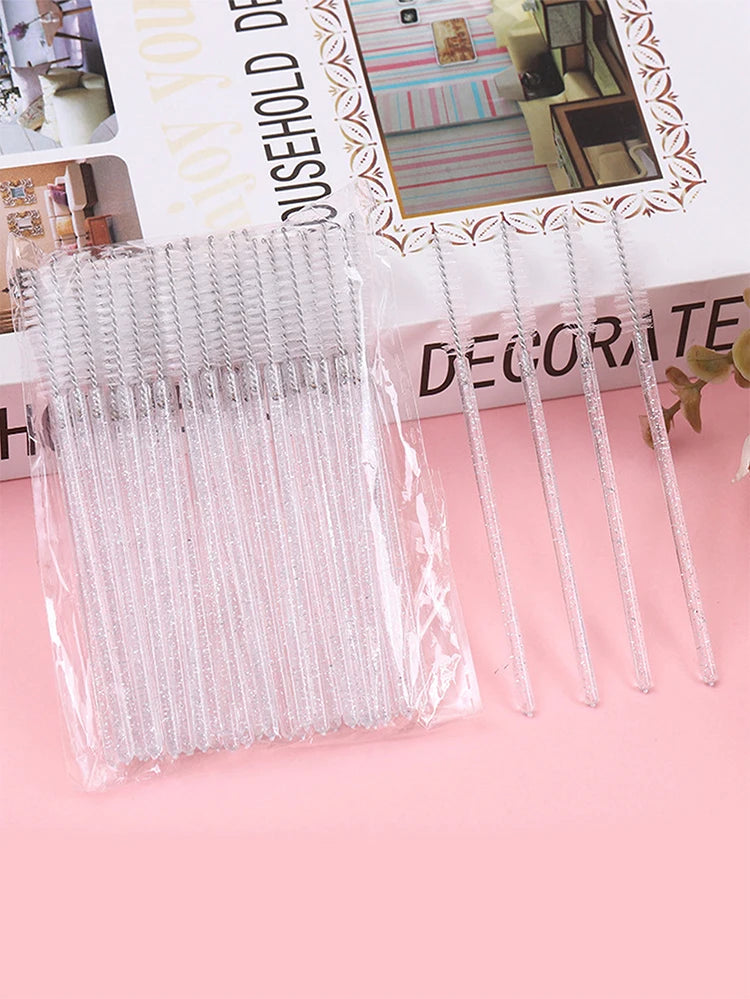 Brosses à cils jetables, outils d'extension de cils, brosse à sourcils, baguettes de Mascara, applicateur, bobines, 50 pièces