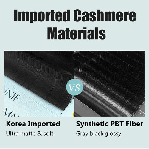 Abonnie Cils en cachemire Extensions de cils individuels classiques Volume moelleux Cils noirs mats