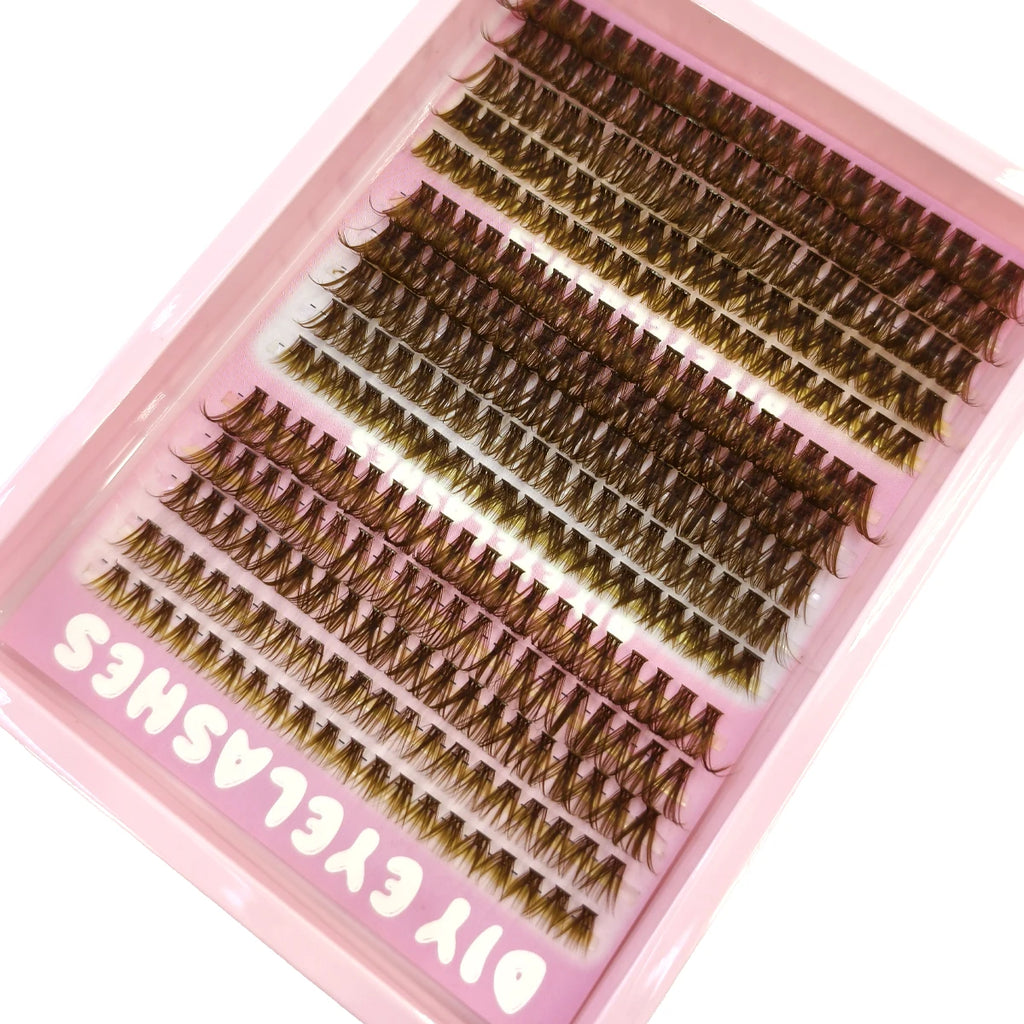 HBZGTLAD Spikes 40P-120P grappes de cils marron naturellement 240 grappes faux cils extensions de cils cils vaporeux