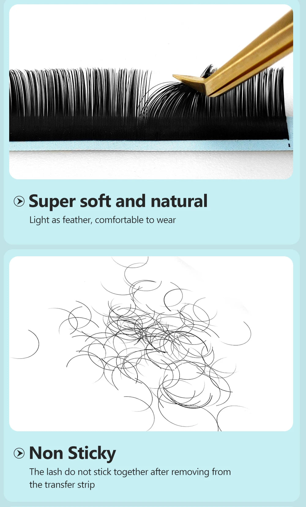 Abonnie Cils en cachemire Extensions de cils individuels classiques Volume moelleux Cils noirs mats