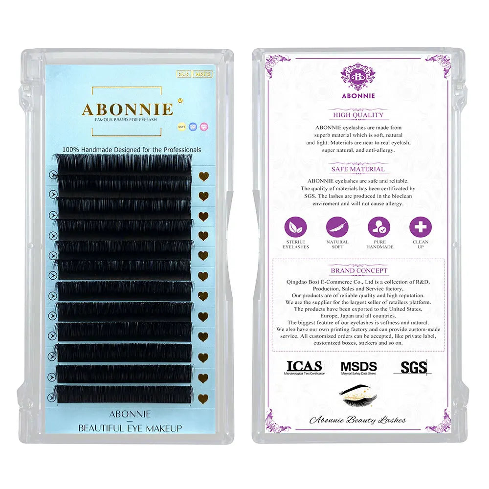 Abonnie Cils en cachemire Extensions de cils individuels classiques Volume moelleux Cils noirs mats