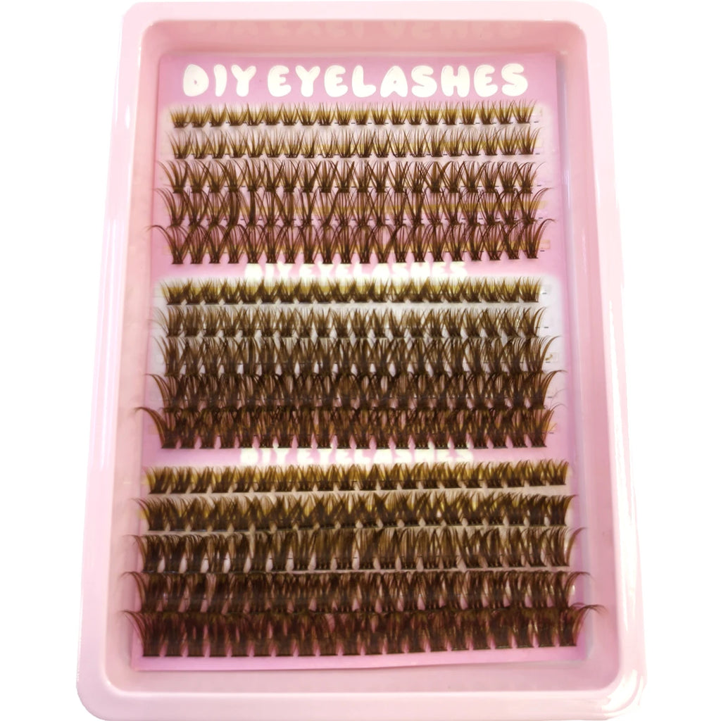 HBZGTLAD Spikes 40P-120P grappes de cils marron naturellement 240 grappes faux cils extensions de cils cils vaporeux