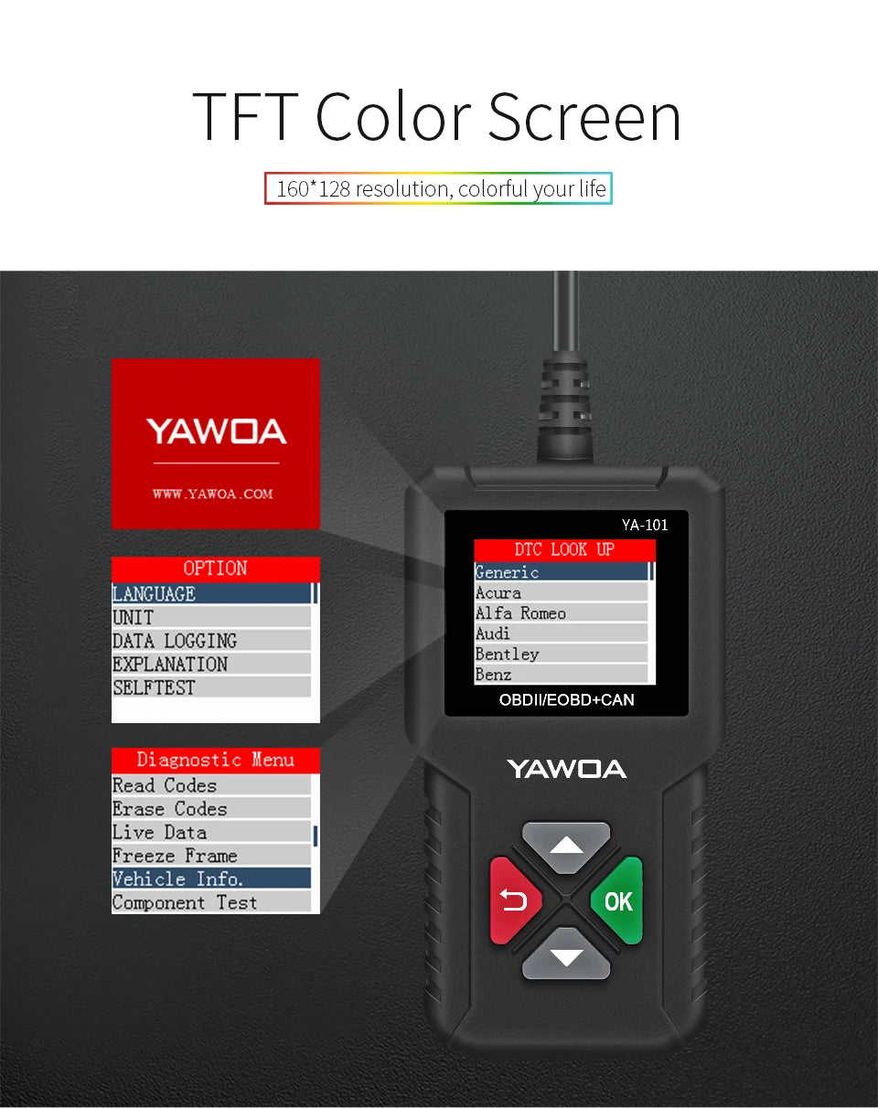 EDIAG YA101 lecteur de Code OBDII/EOBD outil de Diagnostic OBD 2 mise à jour YA-101 outil de Diagnostic Obdii en ligne gratuit