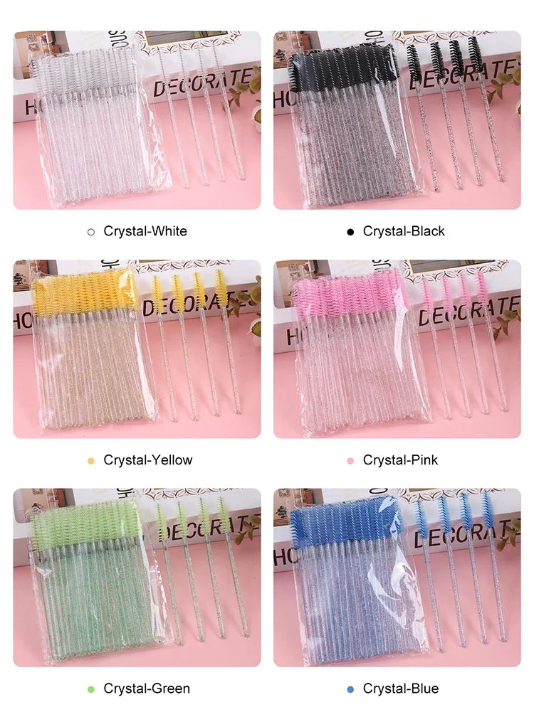 Brosses à cils jetables, outils d'extension de cils, brosse à sourcils, baguettes de Mascara, applicateur, bobines, 50 pièces